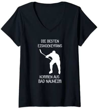 Damen Eishockey Fans Bad Nauheim T-Shirt mit V-Ausschnitt