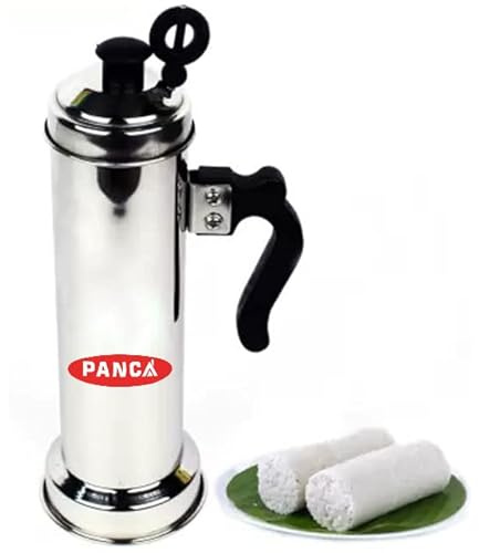 PANCA Puttu Maker Stainless Steel Puttu Kudam With Steamer Plate,Steel Stick and Lid, Suitable For Pressure Cooker