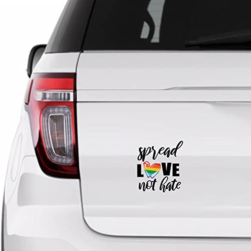 Spread Love No Hate Lgbt Herz-Aufkleber, Gay Pride LGBT Gleichheit Lesbisches Vinyl-Aufkleber für Autos, Laptops, Fenster, Wände, Kühlschrank, WC und mehr, 15,2 cm