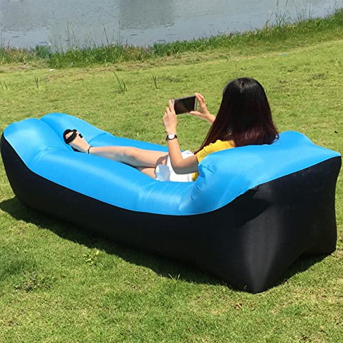 Hixingo Divano Gonfiabile Letto Gonfiabile Matrimoniale con Pacchetto Portatile, Materasso Gonfiabile Impermeabile Ripstop Letto Gonfiabile per Campeggio, Piscina (One size,Blu Cielo)