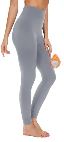SIMIYA Thermo Leggings Damen GefüTtert - High Waist Thermohose Damen Bequeme Winter Thermoleggins Weich und Atmungsaktiv Lange Unterhose für Damen(Grau,S-M)
