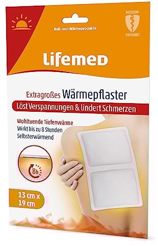 Lifemed Extragroßes Wärmepflaster XXL bei Rückenschmerzen - Schmerzpflaster für Rücken, Schultern und Nacken - Wärmekissen, Wärmegürtel und Rückenretter ohne Arzneimittelwirkstoff (3 Pflaster)