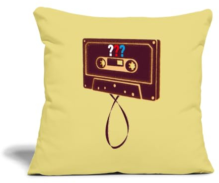 Spreadshirt Die DREI Fragezeichen Kassette Kissenbezug 45 x 45 cm, One Size, Hellgelb