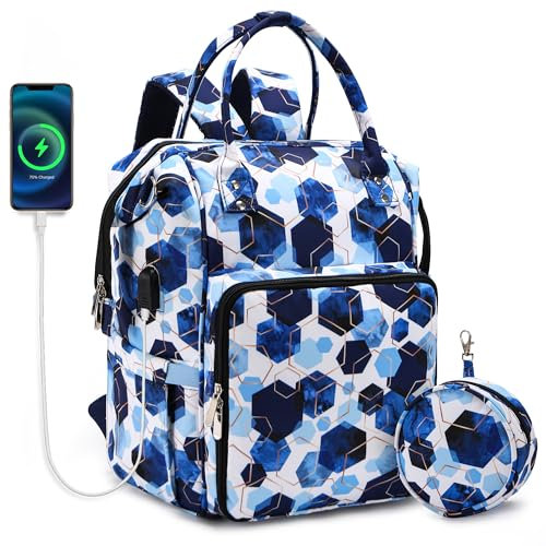 JOZEA Große Kapazität Stricken Tasche Rucksack, tragbare Häkeln Taschen und Taschen Veranstalter für Frauen, Garn Taschen zum Häkeln und Tragen von Häkeln Zubehör (geometrische Muster)
