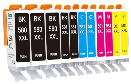 akaca PGI-580 CLI-581 XXL (11er-Pack) Multipack Kompatibel mit Canon 580 581XXL Patronen, für Pixma TR7550 TR8550 TS6150 TS6151 TS8150 TS8151 TS8152 TS9150 TS9155