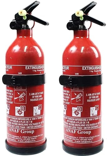 Ferretelix® Extintor 1 kg ABC (2 Unidades). Incluye Soporte de Montaje, para Coche, casa, Caravana, Oficina, Barbacoa, Barco. Fabricado en 2025
