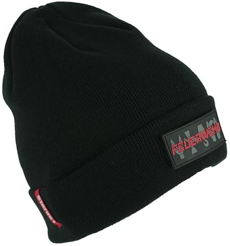 Status1 Unisex Beanie mit Klett und Wechselpatch | Feuerwehr | Rettungsdienst | Gruppenführer | Zugführer | THW | Polizei | Strickmütze | Wintermütze | Lebensretter (Feuerwehr Patch)