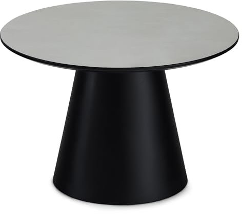 Furnhouse Tango Couchtisch Ø60 cm Hellgrau Marmoroptik – Skandinavisches Design, FSC®-Zertifiziert, Beistelltisch mit Mittelfuß, MDF & Melaminoberfläche, Modern & Minimalistisch für Wohnzimmer