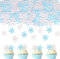 50 Stück Essbare Schneeflocke Cupcake Toppers Winter eingefroren Thema Tortendeko für Winter Wonderland Thema Baby Dusche Kinder Geburtstag Party Kuchen Dekorationen Blau Weiß