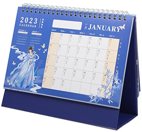 EXCEART Tischkalender 2023 Tischkalender 2022-2023 Tragbarer Stehpult 2023 Monatskalender Kleiner Tischkalender Retro-kalender Zeitplankalender Büro Schreibtisch Notizbuch Papier