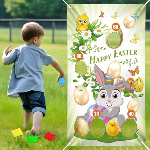 Ostern Wurfspiel Kinder(Grau Hase), Dartscheibe Ostern Kinder, Spiel für Kinder Ostern Party, Ostern Geschenke Kinder, Osterhasen Geschenke, Ostern Spielzeug Deko