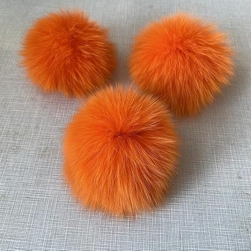 10 Stück 9CM Kunstfell Pompon,Kunstfell Bommel Fellbommel für Mützen Tasche Beanies Taschenanhänger Schlüsselanhänger Fellbommel DIY Fell Pom Poms für Schuhe Schals Anhängern Dekoration -Orange