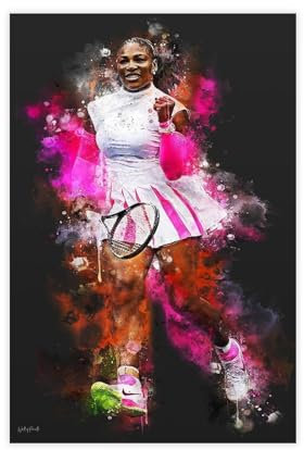 yiili Serena Williams Poster, Tennis-Poster, Leinwandposter, Wandkunst, Dekordruck, Bild für Wohnzimmer, Schlafzimmer, Dekoration, ungerahmt, 30 x 45 cm, 8 Stück
