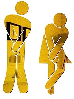 Abnehmbarer Acryl Spiegel Wandaufkleber Wc Damen Männlich 3d Gold