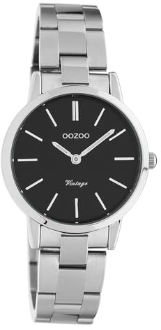 Oozoo Damen Armbanduhr Ultra Slim Edelstahl Silber schwarz UOC20111 Analoguhr