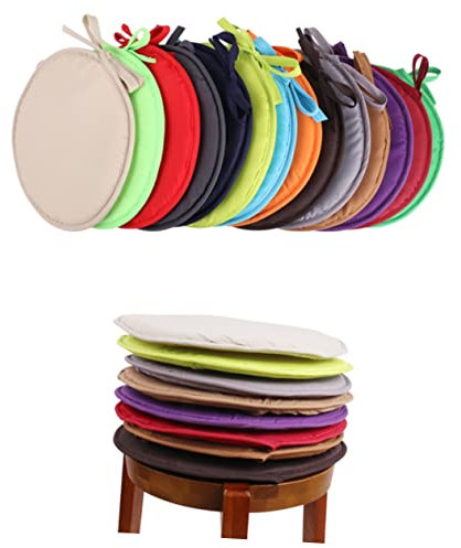 VINTORKY Rundes Stuhlkissen 30cm Durchmesser Verdicktes Sitzpolster Aus Polyester Und Schaumstoff Mit Gurten Für Esszimmer Büro Zuhause Und Schule in Hellgrau