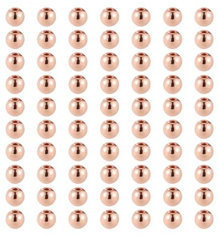 sourcing map 14K Rondelle Beads OD 6 mm ID 1.5 mm Rose Gold Plated Gold Brass Round Metal Beads Smooth Beads for DIY Jewelry Craft Making 100 Pcs