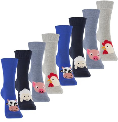 Footstar 8 Paar Kurze Kinder Sneaker Socken & Motiv Socken für Mädchen & Jungen