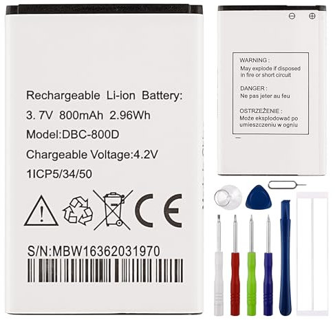 E-yiiviil Batterie de rechange DBC-800D compatible avec Doro Easy 6520 6050 6526 6030 6620 avec outils