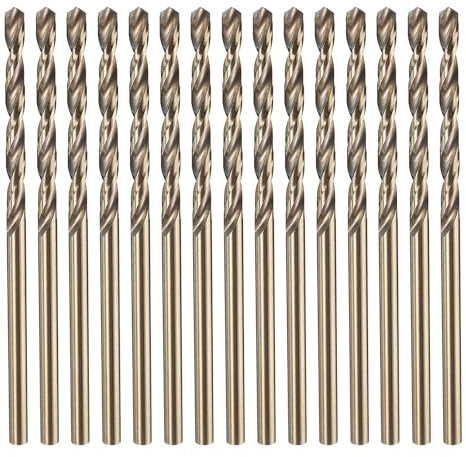 sourcing map 15pcs M35 Cobalt Twist Drill Bit Set 2.5mm Dia High-Speed Steel Metric Drill Bits 56mm Overall Length for Drilling Cutting Through Hard Metals Stainless Steel