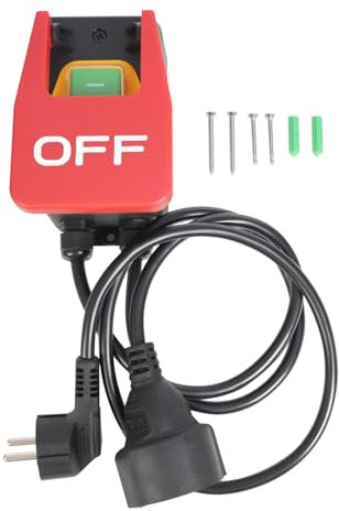 Einphasige Ein Aus Schalter 16A 250V,Notausschalter Sicherheitsschalter mit Steckdose für Frästisch und Anderen, Elektromagnetischer Druckschalter