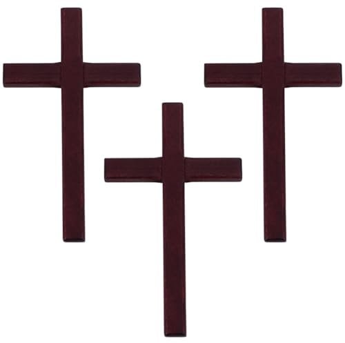 SUNNYCLUE 6pcs Wooden Crosses Wall Decor Handheld Crosses Large Coconut Brown Holding Hanging Prayer Wood Crucifix Decors for Wall Wedding Party Home Office Easter Adults Decoration