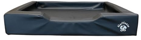 WUFFNASE Orthopädisches Hundebett PFOTENRUHE | Veganes Kunstleder | Memory Foam | Öko-Tex zertifiziert | Hand Made | Ergonomisch | Stressfreier Schlaf | Erholung (Schwarz, L - 100 x 80 x 16 cm)