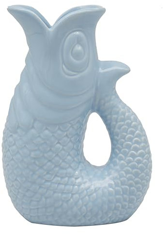 The Leonardo Collection Pichet à poisson bleu de 20 cm pour cuisine et maison | Carafe en céramique ou en verre pour usage multiple | Beau vase à crème ou à lait pour un usage quotidien | Peut