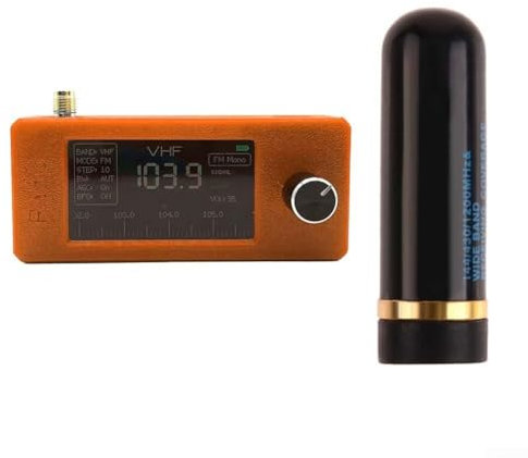 SI4732 Ricevitore portatile, 0.5-108 MHz Pocket Size SI4732 Radio, schermo Ricevitore radio a frequenza completa con antenna pollice (arancione)