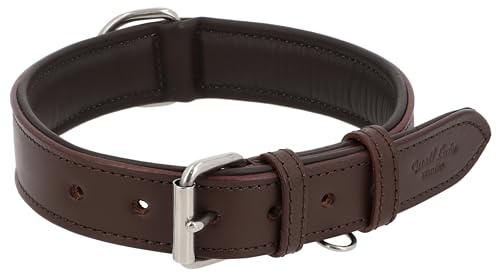Gusti Hundehalsband Leder - Jacky Lederhalsband Hund Haustier Vierbeiner Größe M Dunkelbraun Leder