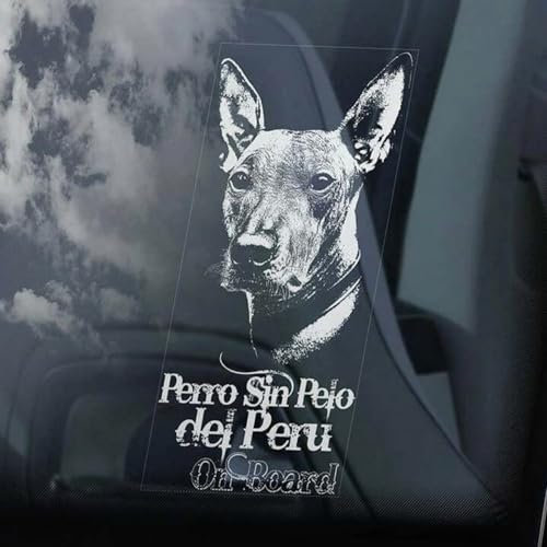 Madcolitote Perro Sin Pelo Del Peru on Board Autofenster-Aufkleber, peruanischer haarloser Hund, Inka-Orchidee, Vinyl, gestanzt, lustig, Stoßstangen-Aufkleber, Geschenk für Hunde und Haustiere