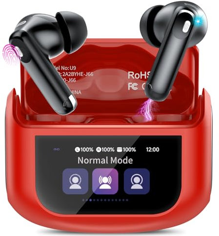 Thunelec Auriculares Bluetooth, Auriculares Bluetooth 5.4 con Bajos Icmmersivos Rojo