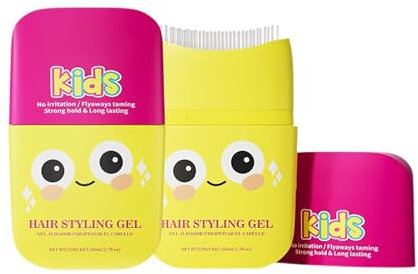 Haargel für Kinder, Haarwachs Stick Mit Kamm Integration - Styling Gel, Sichere Inhaltsstoffe, Einfache Anwendung - Perfekt zum Bändigen von fliegendem Haar zum Kreieren toller Frisuren (Yellow, 12.5)