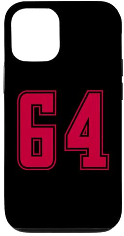 Rojo Número 64 Equipo Junior Deportivo Uniforme Numerado Carcasa para iPhone 12/12 Pro