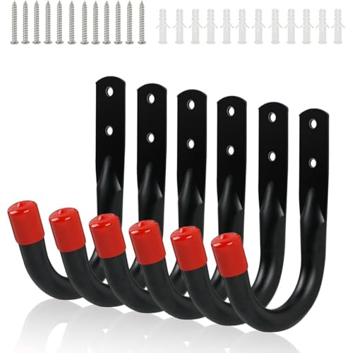 Ganci Da Garage, 6 Ganci Da Parete Per Garage, Porta Bici Da Muro, Appendi Bici Da Muro, Ganci Resistenti, Per Attrezzi Da Giardino, Scale, Biciclette, Con Pacchetto Di Viti, 11.6 X 8.6 cm