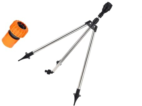 Erweiterbarer Edelstahl-Stativ-Sprinkler mit austauschbaren Düsen, 1,9 cm Schnellentriegelungsanschluss, einfache Bodenmontage, Stativ-Sprinkler für große Gärten