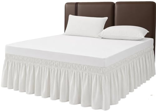 Cache-sommier en 100% Coton Bio, élégant Tour de lit pour Matelas (Blanc, 180 x 200 x 45 cm)
