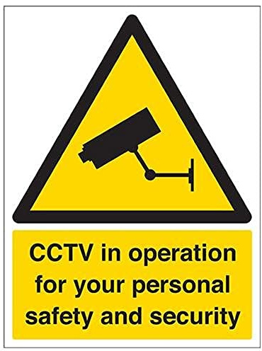 V Safety Security Notice, CCTV In Operation For Your Own Personal Safety And Security Sign - 300mm x 400mm - Self Adhesive Vinyl