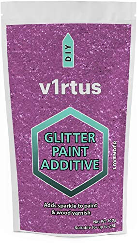 v1rtus Glitter Paint Additive - Lavender Purple | Metallic Flakes for Adding Sparkle to Paints & Wood Varnish | Add to Emulsion, Acrylic & Latex for Indoor Sparkly Walls | 100 g