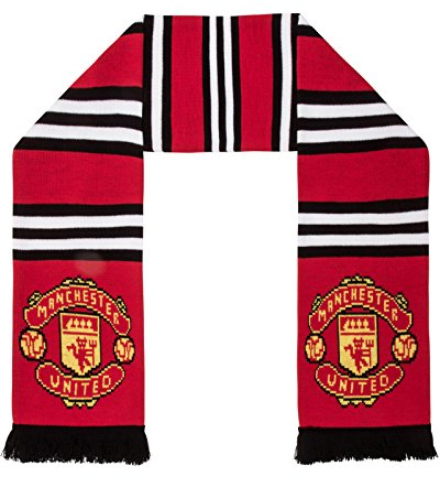 Manchester United FC officiel - Écharpe en tissu jacquard - thème football - Rayures rouges