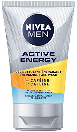 NIVEA MEN Active Energy Gel nettoyant énergisant (1 x 100 ml), soin visage homme à l'action revitalisante, gel purifiant visage anti sébum et impuretés