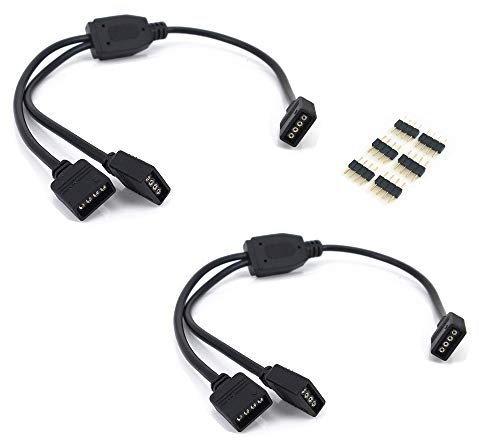 HUABLUE 2pcs schwarz 4Pin LED Splitter Kabel Y Splitter Verteiler Kabel LED Stripe Verbinder für Eine zu Zwei SMD 5050 3528 RGB LED Streifen 30cm/11.81inch