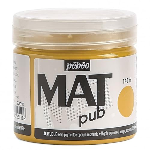 Pébéo - Mat Pub – Peinture Acrylique Extra Fine et Extra Mate - Ocre Jaune -140ml 256018
