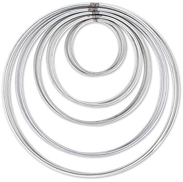 SCSpecial 10 Stück Metall Ringe Metall Hoops für Traumfänger, 5 Größen (Matt Silber)