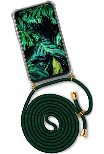 ONEFLOW Twist Case – Handyhülle mit Band für Samsung Galaxy A40 - Handykette zum Umhängen, Hülle mit Kette abnehmbar, Handy Umhängeband, Schutzhülle und Kordel – Grün