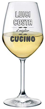 bubbleshirt Calice Vino Personalizzato con Nome Incisione Il miglior Cugino - Idea Regalo Compleanno - Bicchiere in Vetro Chiaro, 500ml