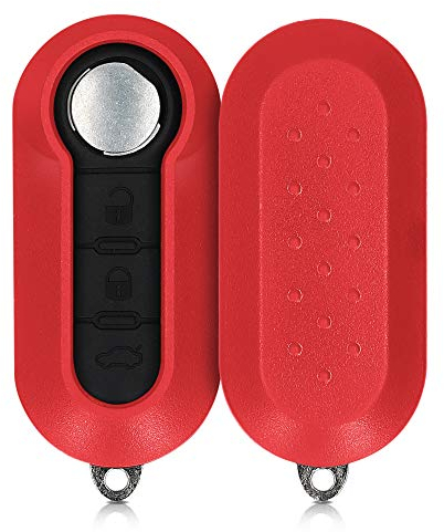 kwmobile Autoschlüssel Gehäuse kompatibel mit FIAT Lancia 3-Tasten Klapp Autoschlüssel - ohne Transponder Batterien Elektronik - Auto Schlüsselgehäuse - Rot