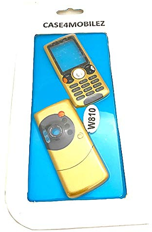 Case4Mobilez Neu Fascia Housing für Sony Ericsson W810i Handy Ersatz Band gehäuse vordere und hintere Batterie Abdeckung mit Tastatur (Gold)