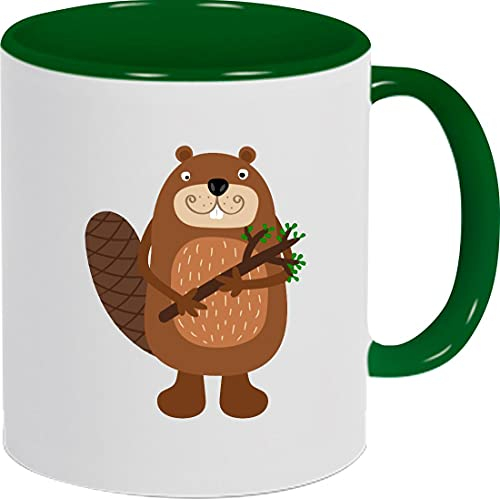 Shirtinstyle Kindertasse, lustige Tiere Biber, Tasse Pott Kaffeetasse Teetasse Logo, Logo, Spruch, Motiv, Farbe Gruen