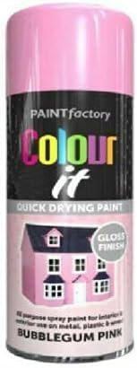 HOMION Colour it prime spray paint 400ml sunshine gloss or matt finish quick drying metal wood aerosol (3, BUBBLEGUM PINK GLOSS)